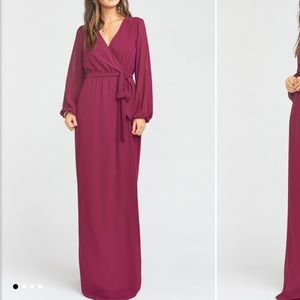 Show me your Mumu lady long sleeve dress in merlot